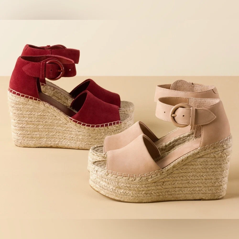 NEW…Marc Fisher Alita Platform Suede Espadrille Wedge Sandals
